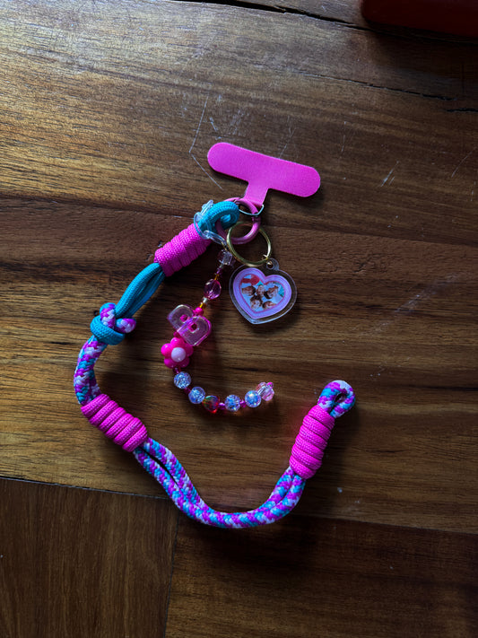 Correa celular rosa con verde 💚