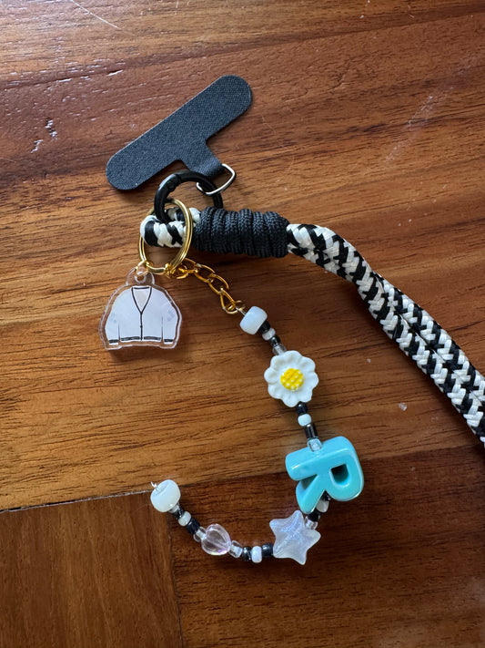 Correa celular negra con blanco 🖤