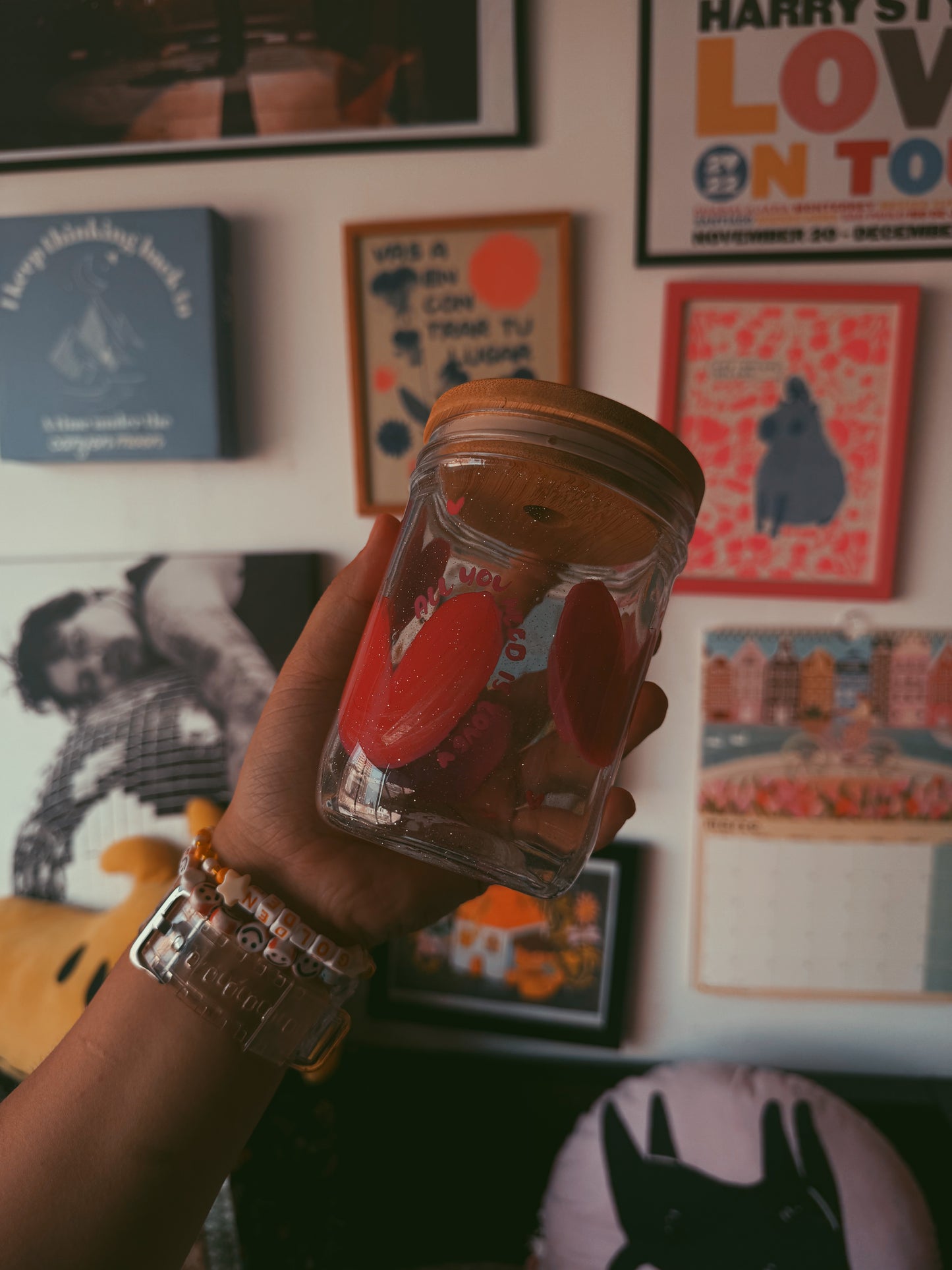 Vaso vidrio corazones (envío inmediato)