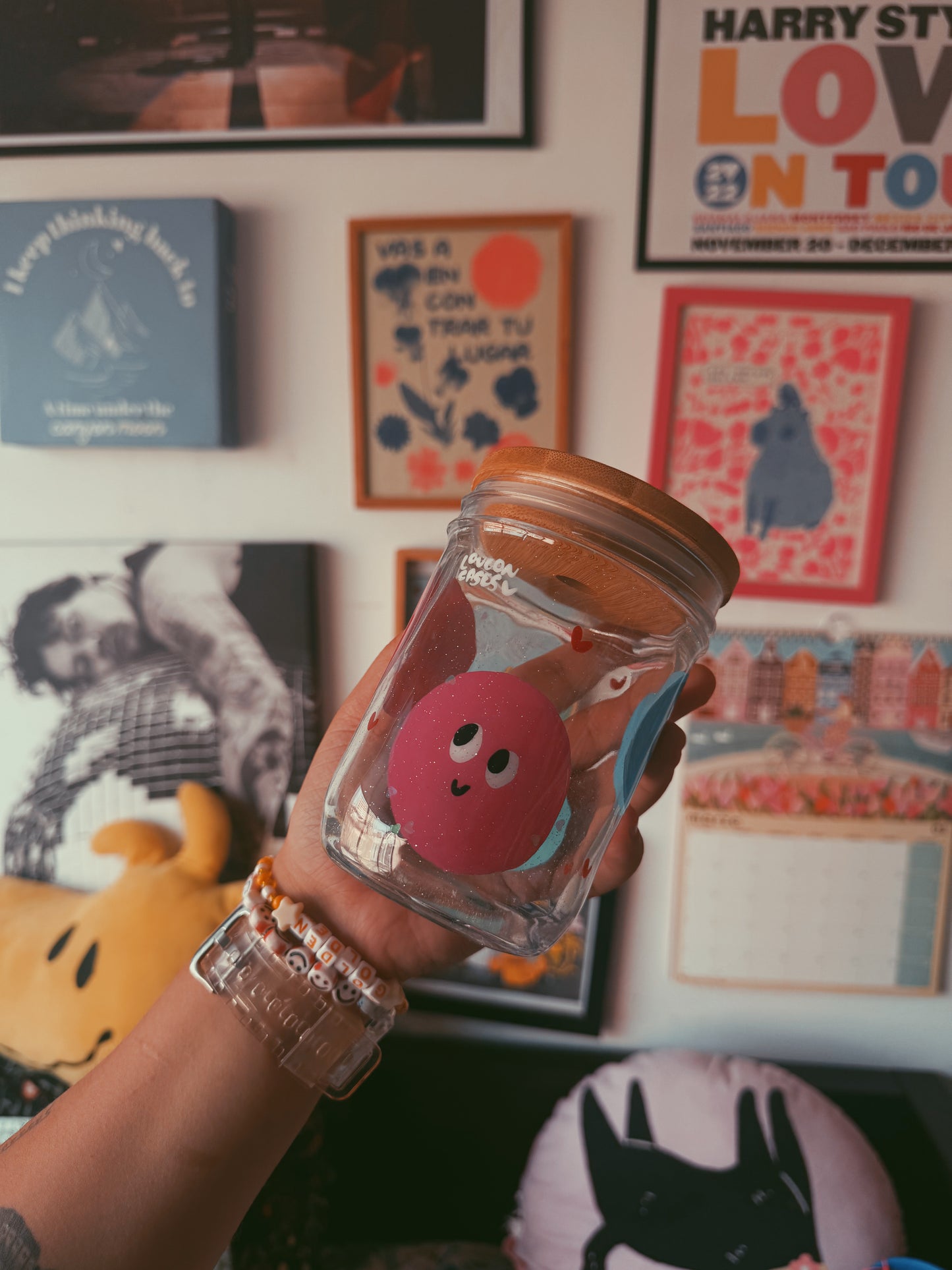 Vaso de vidrio caritas (envío inmediato)
