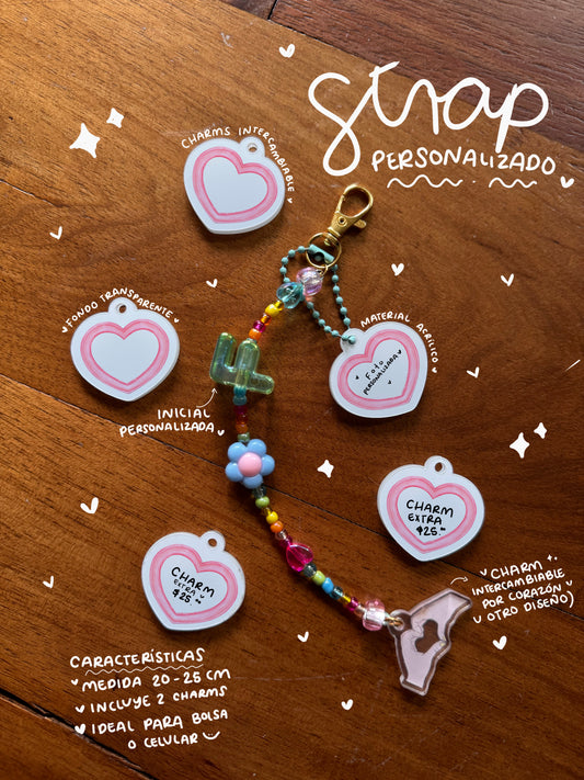Strap con corazones personalizados chico