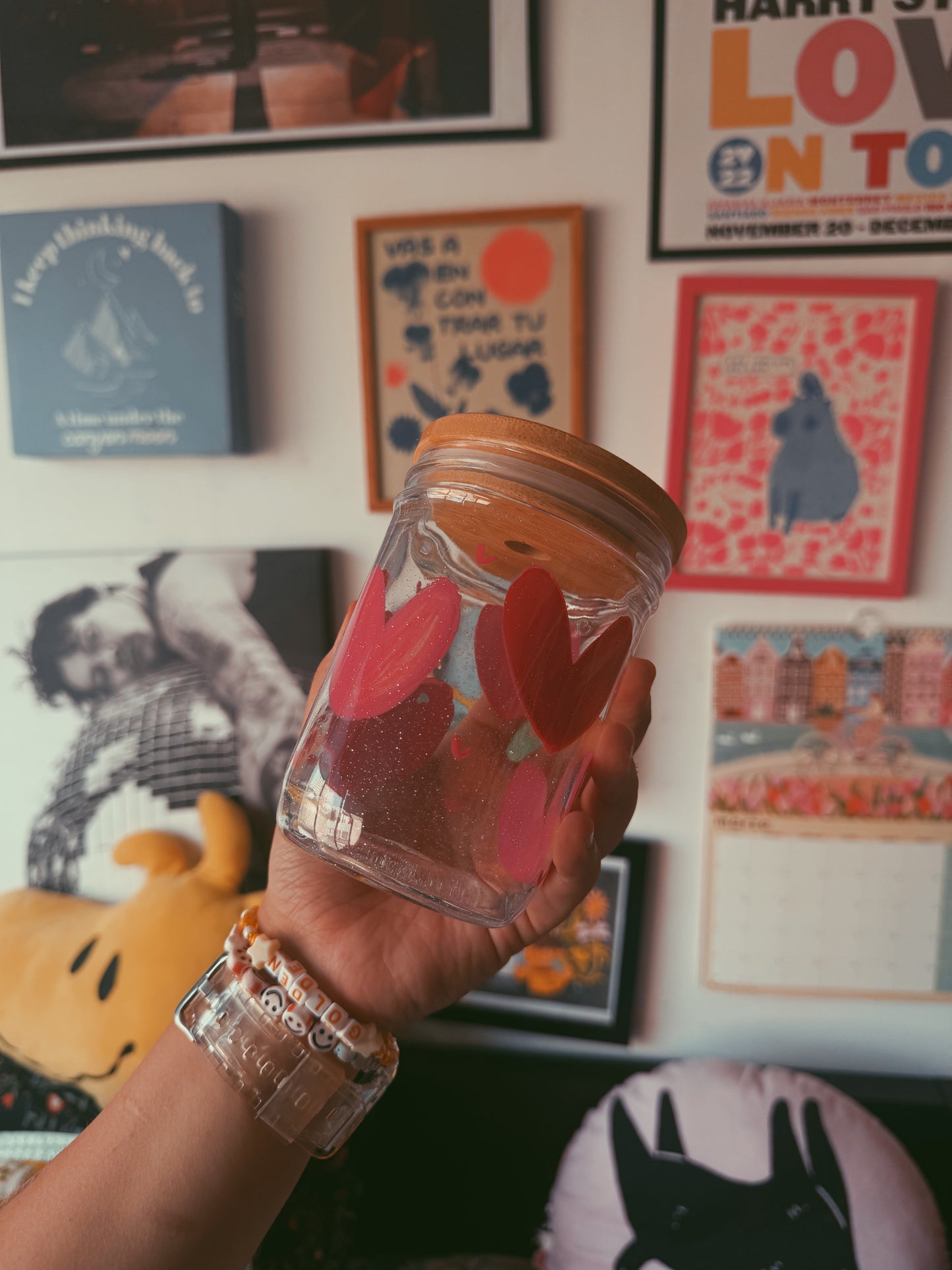 Vaso vidrio corazones (envío inmediato)